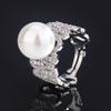 Jewelry Copper Platinum Plated Row Ring Pearl Temperament Personality Women'S Ring 12Mm