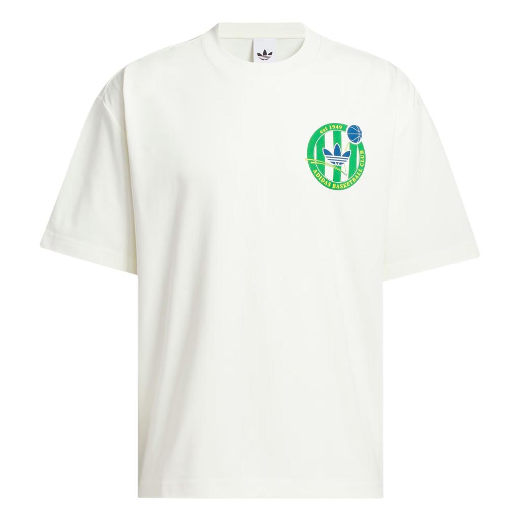 adidas Originals Basketball Crest Loose Fit Round Neck Sports Short Sleeve T-Shirt Unisex Tops KD3615