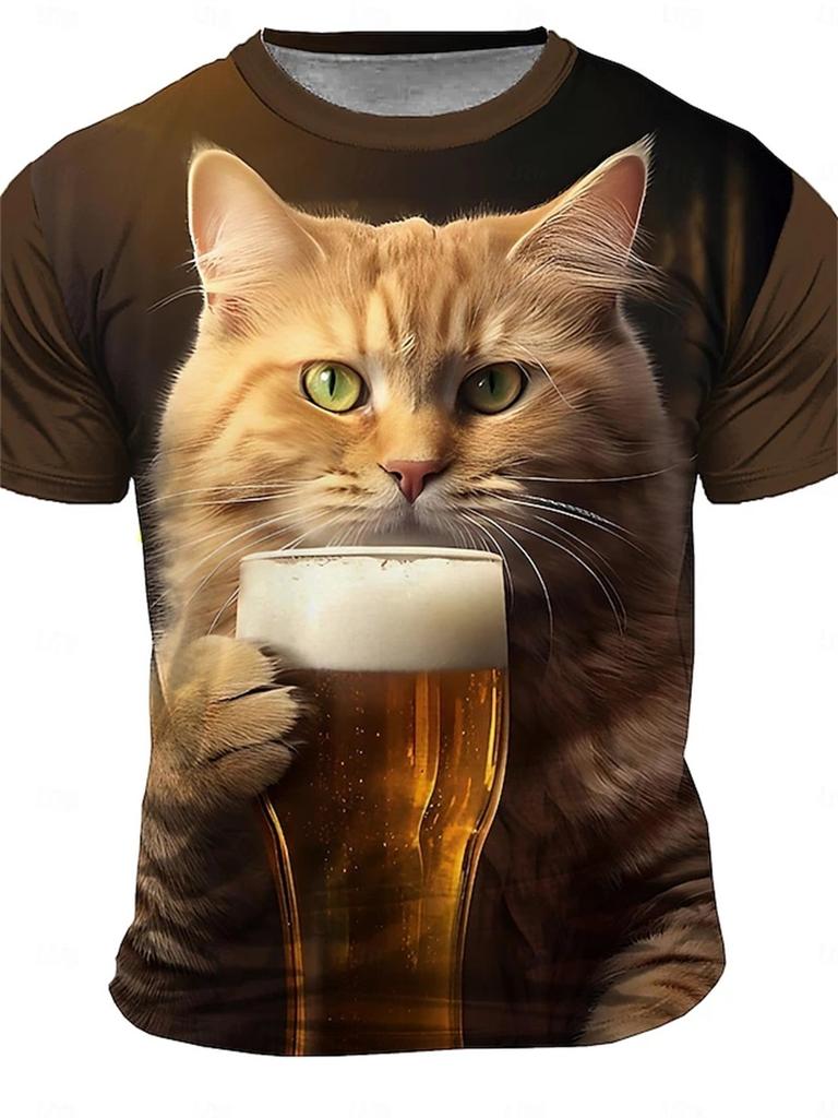 Men's 3D Print T-Shirt with 3D Design, Round Neck, Short Sleeve, Loose Fit, Plus Size, Summer Men's Wear
