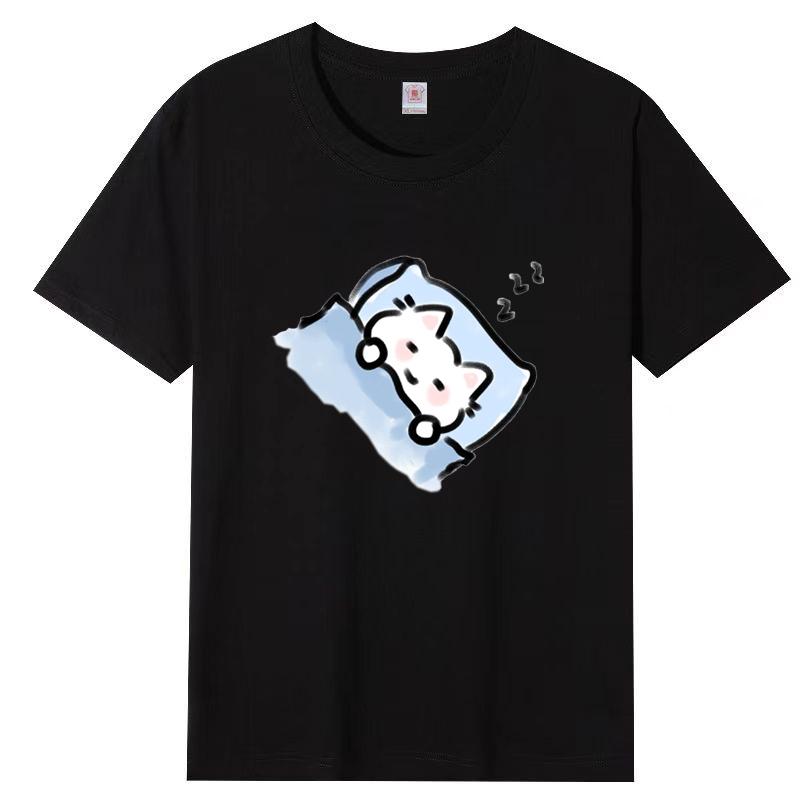 Dámské léto Populární tričko s krátkým rukávem Bavlna Prodyšné Volný top Potištěné tričko Ležérní