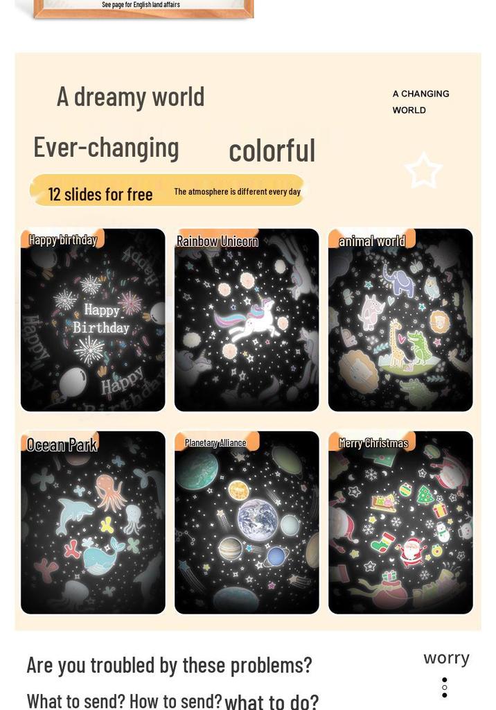 Adorable Starry Sky Night Light Projector for Kids - Seven-Color Rechargeable Atmosphere Lamp