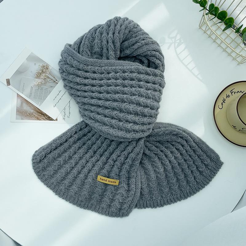 Wollstrickschal - Herbst/Winter Koreanischer Stil, Einfarbig, Vielseitiges Rot, Hochwertiger Nackenwärmer für Damen