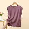 T-shirt da donna estiva in modal senza maniche, tinta unita, vestibilità larga, leggera, base per layering, casual per uso quotidiano, maglietta base, canottiera