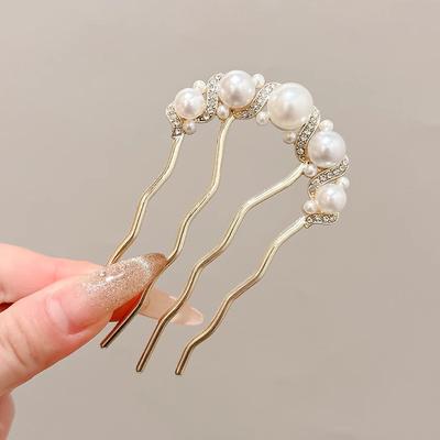 Gold Five- Hairpin - Traditional Chinese Hair Stick for Women Wedding Party Daily Wear
