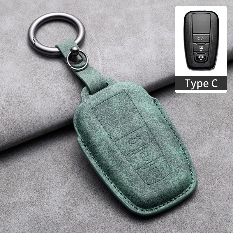 Leather Car Key Case Cover Holder Keychain Shell for Toyota CHR Hilux Fortuner Land Cruiser 200 Camry Corolla Crown RAV4