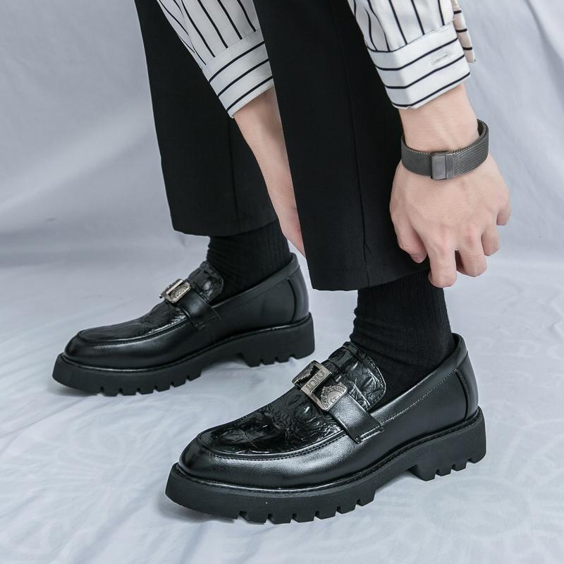 Fashion Loafers Men's Thick-soled Heightening British Style High-Level Business Casual Leather Shoes Slip-On Lazy Tassels