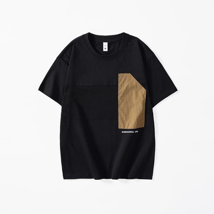 

Updated Summer Thin Short-sleeved T-shirt for Men Comfortable Fit and Versatile Classic Style Contrasting Round Neck Top 4XL чорний