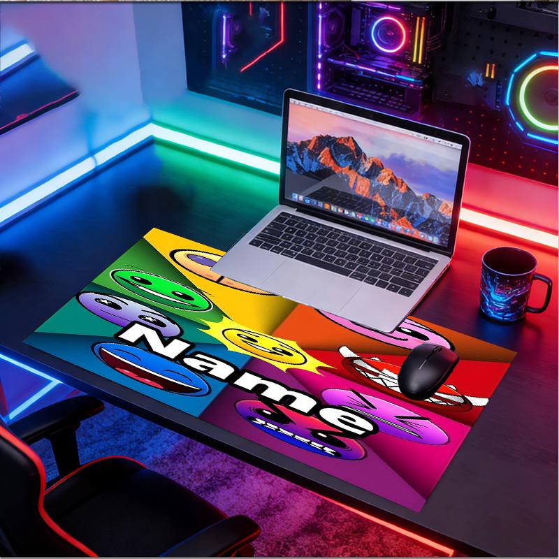 Custom Name Personalized Geometry Dash Pattern Mousepad, Laptop PC Desk Mat, Decorative Desk Mat for Home Keyboard Pad Gift