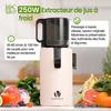 Extracteur de jus à froid - VENTRAY - 250W pour Fruits et Légumes - Goulotte 120mm - 1.2L - Nettoyage Facile - Ivoire