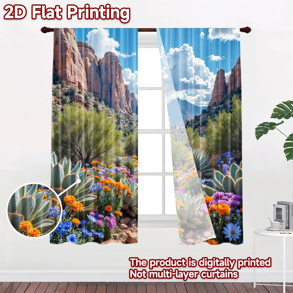2D flat Photography Backdrop Popular Party Party Backdrop Desert Canyon Wildflowers 100% Polyester Anniversary for Suitable