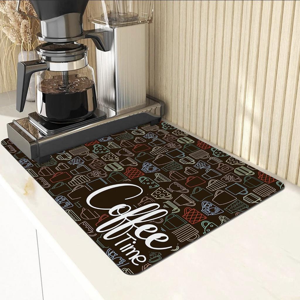 1pc Solid Color Drying Mat Non-Slip Absorbent Mat Tableware Kitchen Counter Drain Mats Placemats for Table