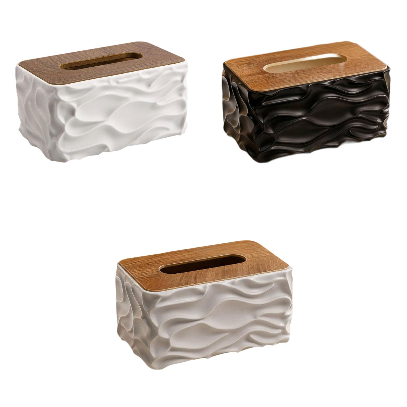 Elegant Tissue Box Holder with Wave Pattern Rectangular Napkin Organizer Durable Desk Dispenser for Office Kitchen Living Room nero