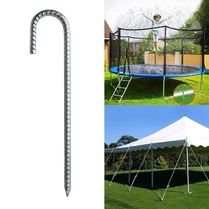 4 Pezzi Ganci a J Robusti Supporto Curvo in Acciaio Picchetto da Giardino Chiodi da Terra