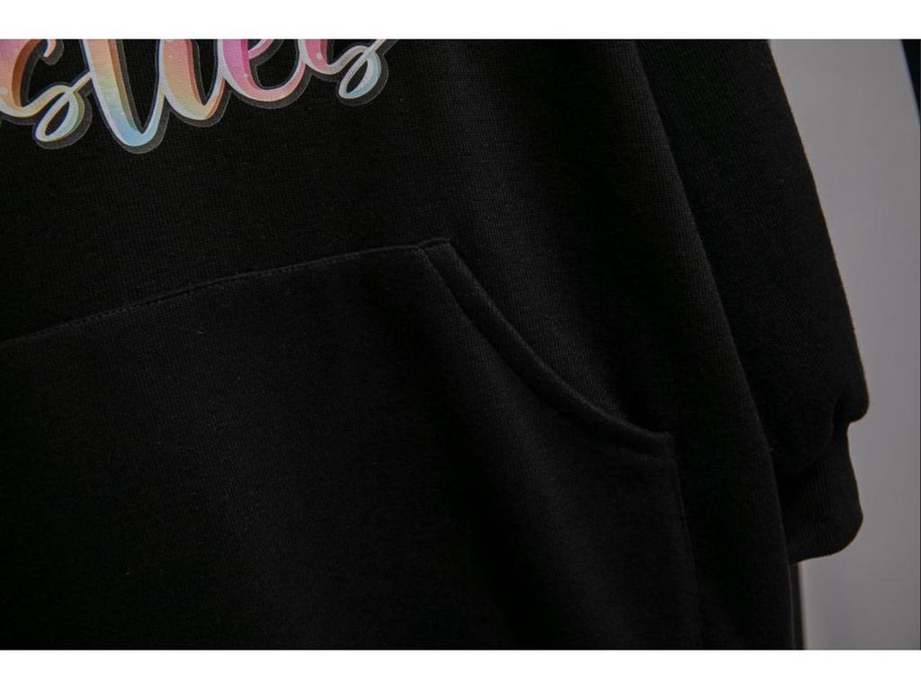 2025 Women's Fleece Crew Neck Sweatshirt with Printed Letter, Kangaroo Pocket, and Long Sleeves