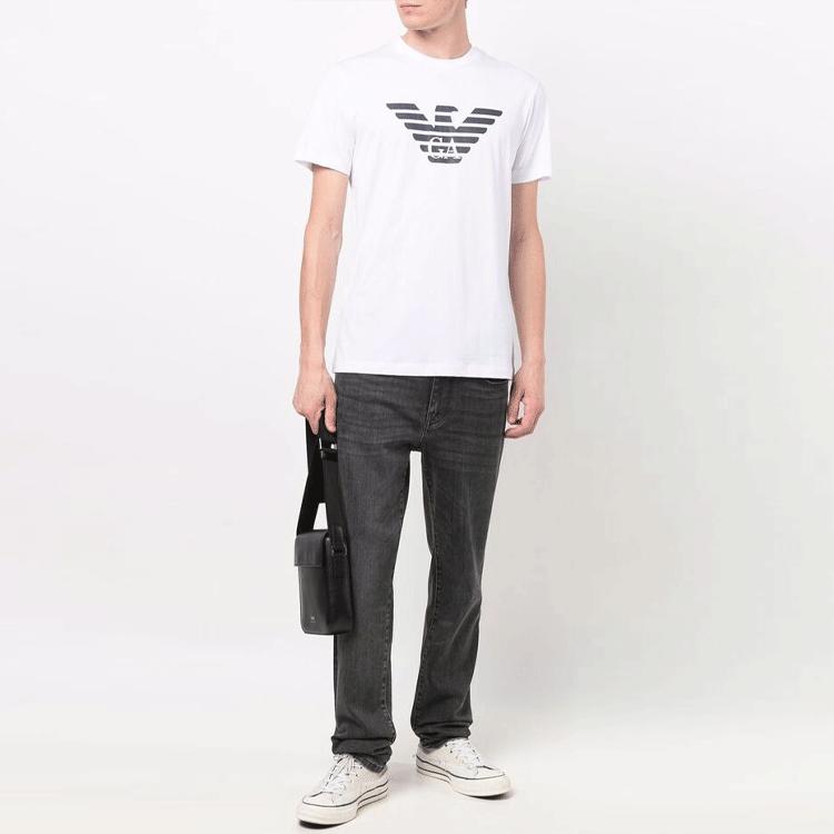 Emporio Armani Letter Logo Print Short Sleeve T-Shirt Men Tops White 1JPZZ-8N1TN5-0147