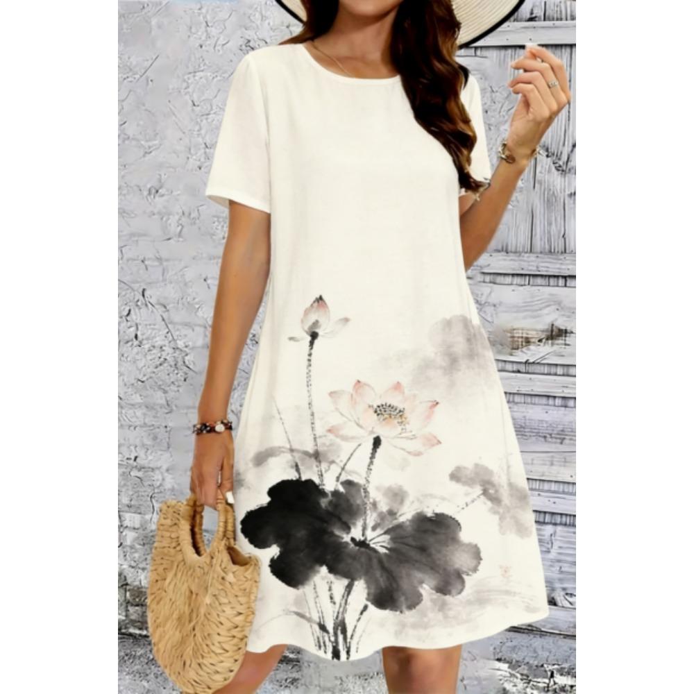 2026 New Style Women's Short-Sleeved Dress for Plus-Sized Women - Casual Leisure Style Dress