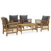 Day and Night - Day and Night Garden Furniture and Cushions Set 5 Pieces Solid Acacia Wood