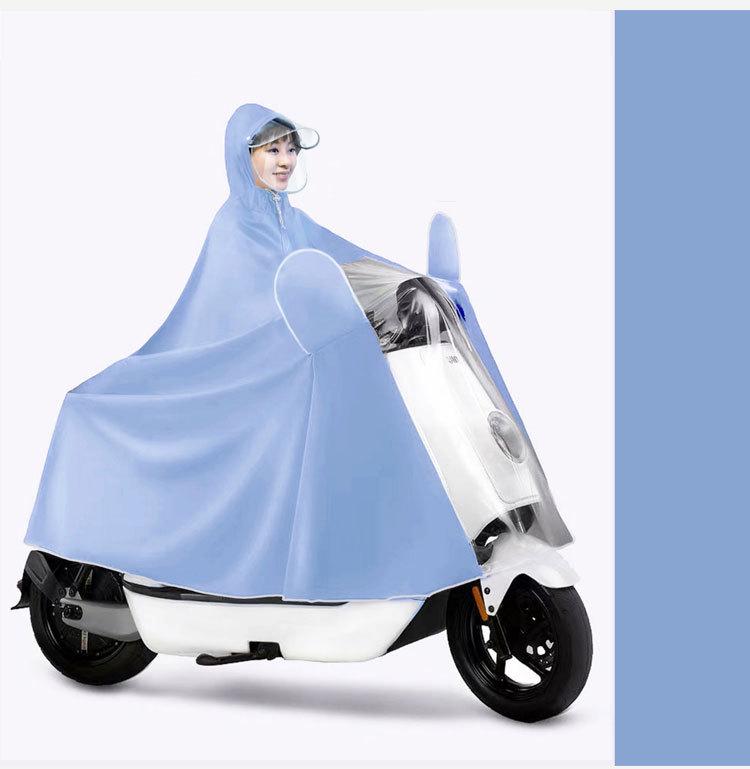 Thickened Electric Vehicle Poncho with Clear Dashboard, Double Brim, and Extended Length for Rainstorm Protection – Helmet-Compatible