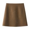 Women's Gray Wool High-Waist Bodycon Midi Skirt - Autumn/Winter 2024 A-Line Design