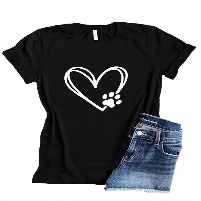 Summer Round Neck Printed Top Fashionable Casual Cute Short Sleeved Women's Pure Cotton T-shirts