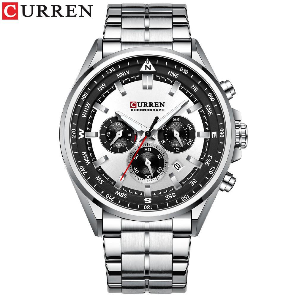 Curren 8399 Men's Multifunction Quartz Watch with Calendar, Large Dial, and Six Hands for Business