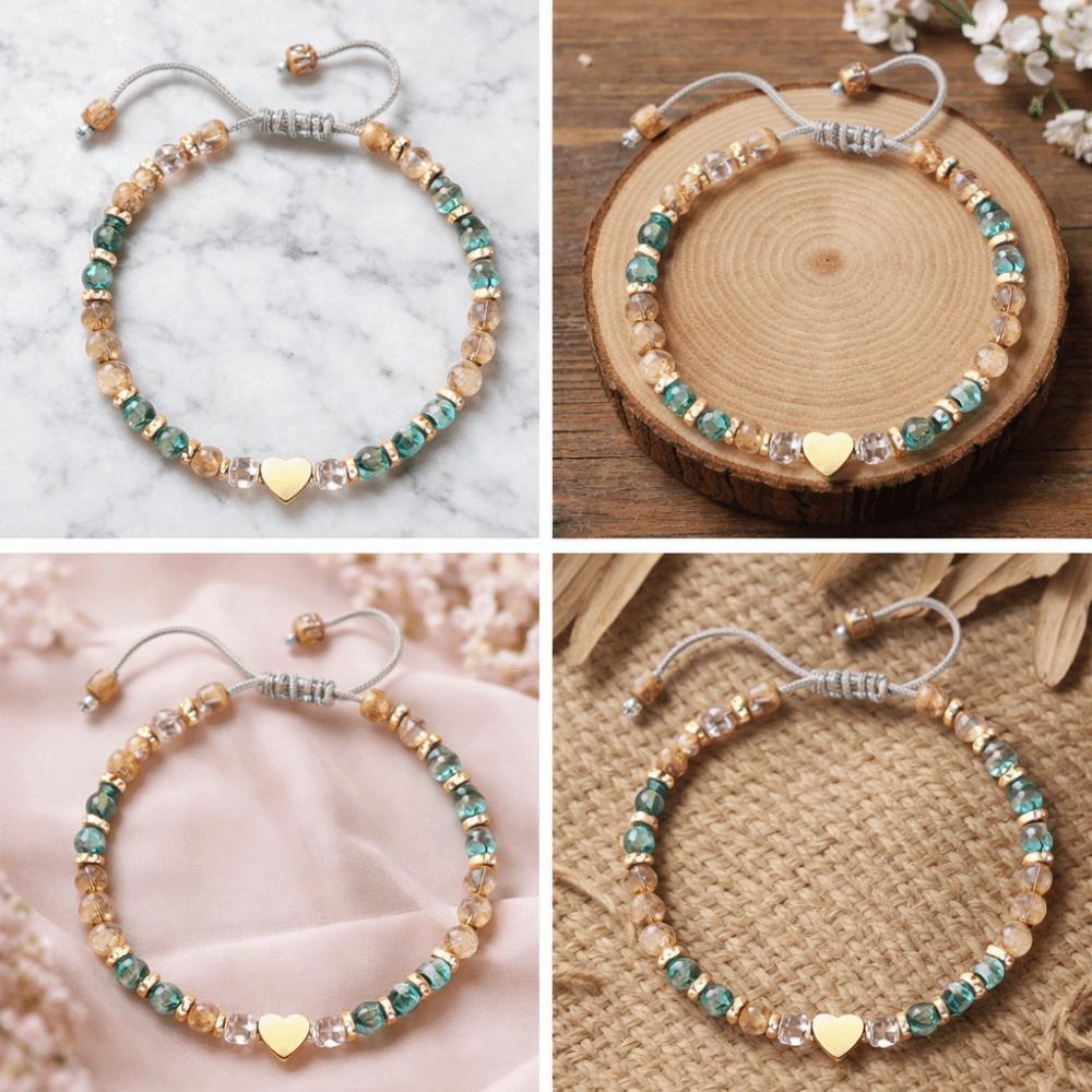 Wristbands Adjustable Wrist Chain Best Wish Heart Bracelet Trendy Bead Bracelet Everyday Wear