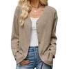 Europe, America 2026 Autumn and Winter New Solid Color V-neck Loose Long-sleeved Button Cardigan Jacket Women