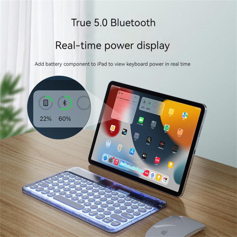 Transparent Wireless Bluetooth-compatible Keyboard Mute Lightweight Portable Compatible For Ipad