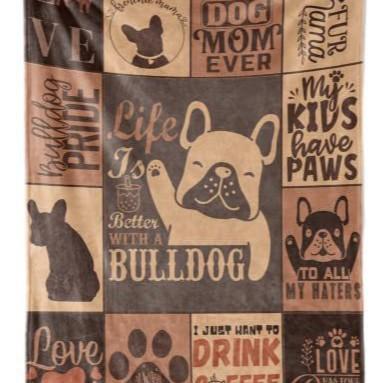 French Bulldog Digital-printed Polyester Bedroom Velvet Flannel Soft Sofa Cover Blanket Fleece Soft Sofa Cover Blankets for Beds