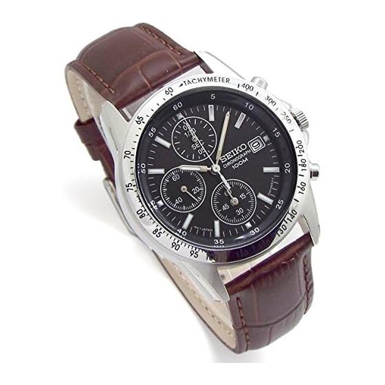 SEIKO Часы-хронограф Набор ремешков из натуральной кожи Внутренний Seiko Официально распространяемые Черный Темно-коричневый ремешок SND367P1-DB [Параллельный импорт]
