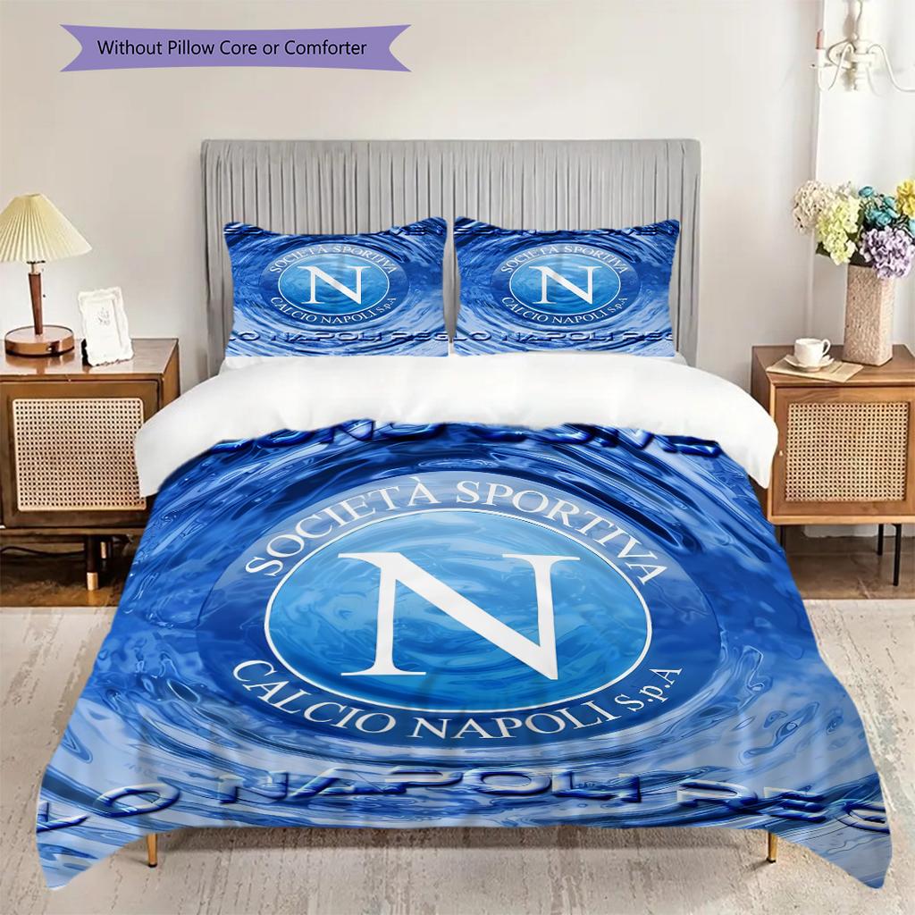 SSC Neapol Vzor Povlečení Sada Prošívaných Dek Quilt Cover Povlak na Polštář Domácí Dekorace Dárek k Narozeninám (1 * povlak na peřinu + 2 * povlak na polštář, bez jádra)
