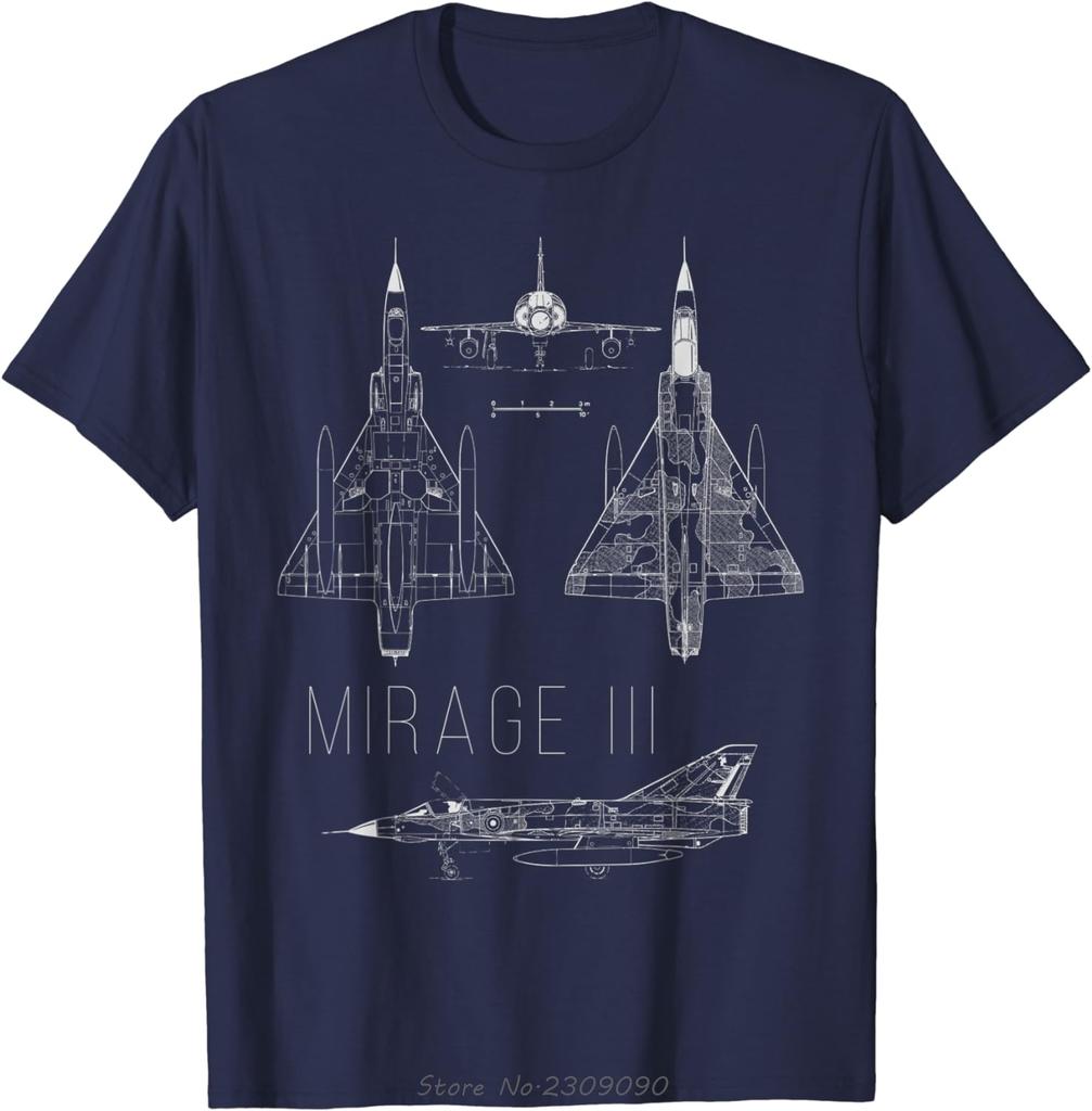 Caccia Mirage III Aereo Militare Francese Maglietta in Cotone Top Unisex Casual T-shirt Estiva Abbigliamento Uomo Maglietta Oversize