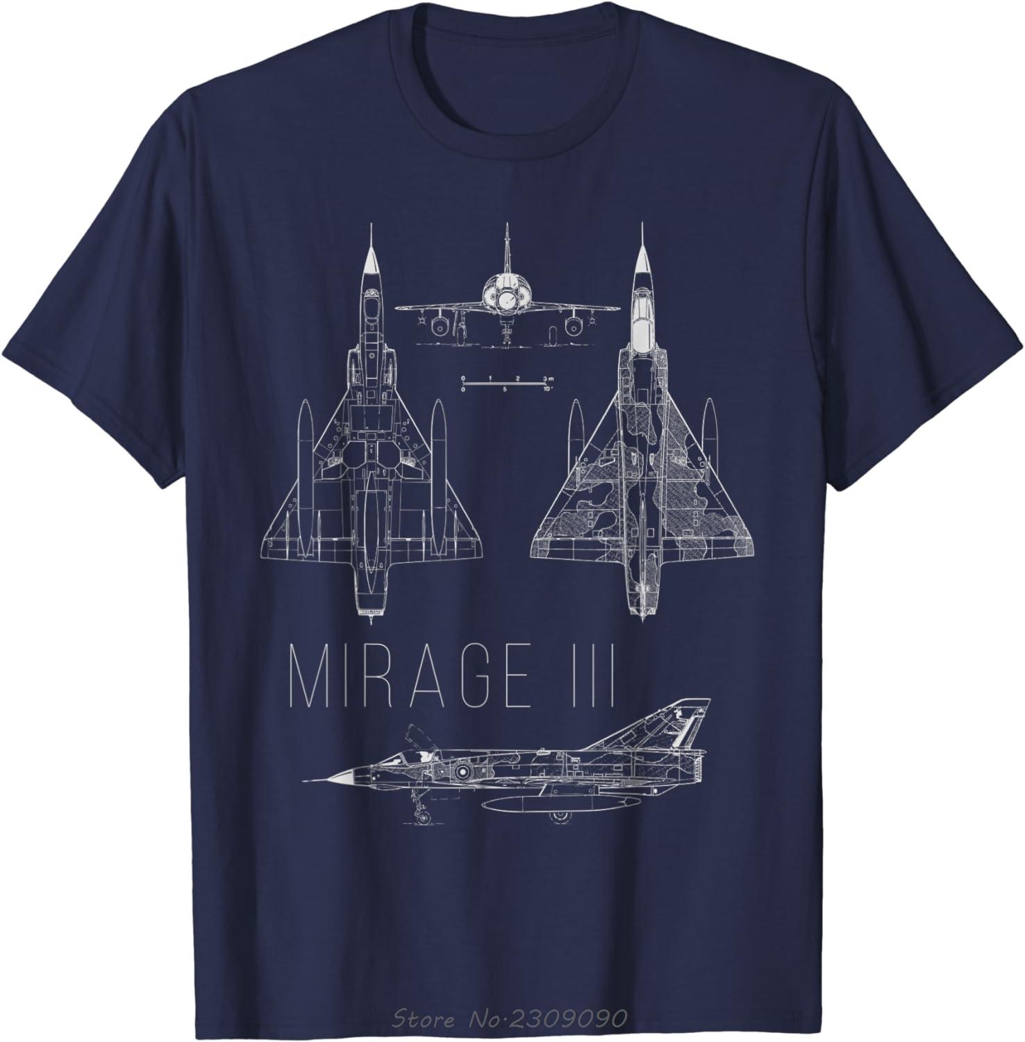 

Винищувач Mirage III Французький військовий літак Бавовняна футболка Повсякденні унісекс топи Футболки Літній чоловічий одяг Оверсайз футболка XL