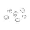 Chain Metal Element Retro Diamond-Set Hollow Butterfly Cross Snake Ring 6-Piece Set