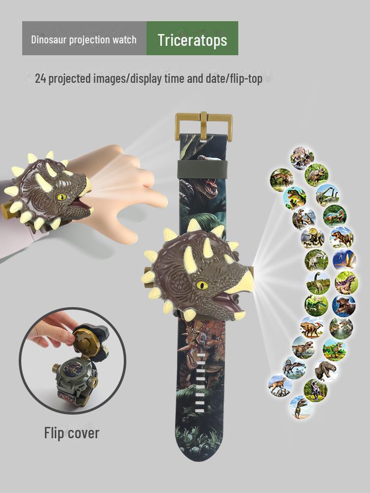 

Игрушка-проекция динозавра для детей 3 лет, с изображением тираннозавра Рекса и трицератопса, идеальный подарок для мальчиков и девочек Triceratops, 24 projection flip card packaging