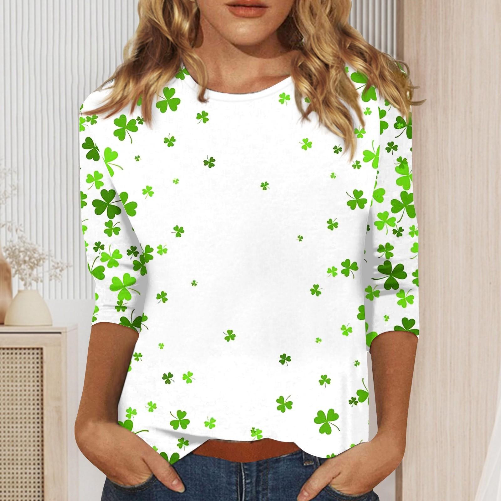 

Женские рубашки с рукавом 3/4 St. Футболки с графическим принтом ко Дню Святого Патрика, блузки, повседневные базовые топы больших размеров, пуловеры M
