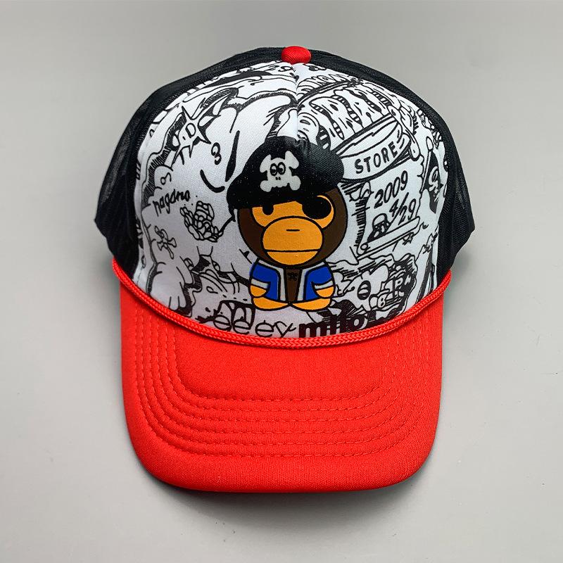 Breathable Cartoon Letter Fashion Men'S And Women'S Baseball Cap Cotton Hip Hop Skateboard Hollow Casual Sun Hat