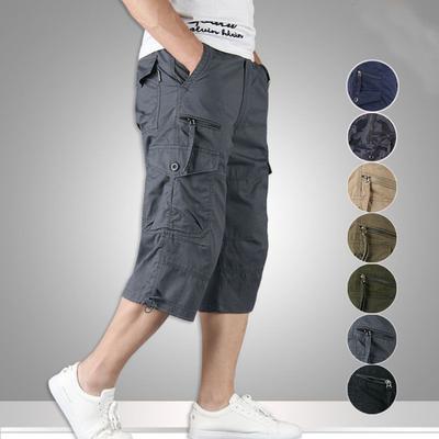 Sommer Herre Afslappet Bomuld Cargo Shorts Overall Lang Længde Mange Lommer Varme Bukser Capri Bukser Mandlig Taktisk Kort M-5XL