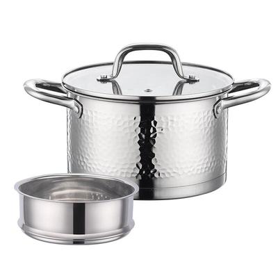 ZISIZ Hammered Stainless Steel Induction Soup Pot
