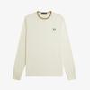 Fred Perry Long Sleeve Twin Tip T shirT Ecru Honeycomb Marmalade Afpm2439602 X01