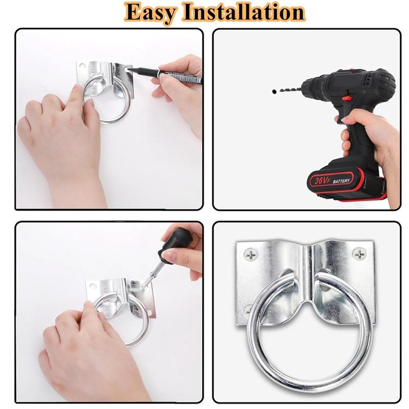 Good-Wall Mount Hitching Ring Tie , 10 Pack Stainless Steel For Horse,Block Tie Ring With Screws