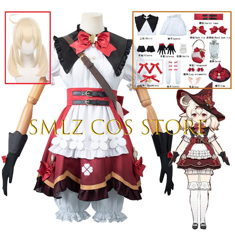 Spiel Hexe Klee Cosplay Kostüm Anime Impact Cosplay Lolita Kleid Anzug Frau Mit Hut Halloween Party Uniform Kleidung