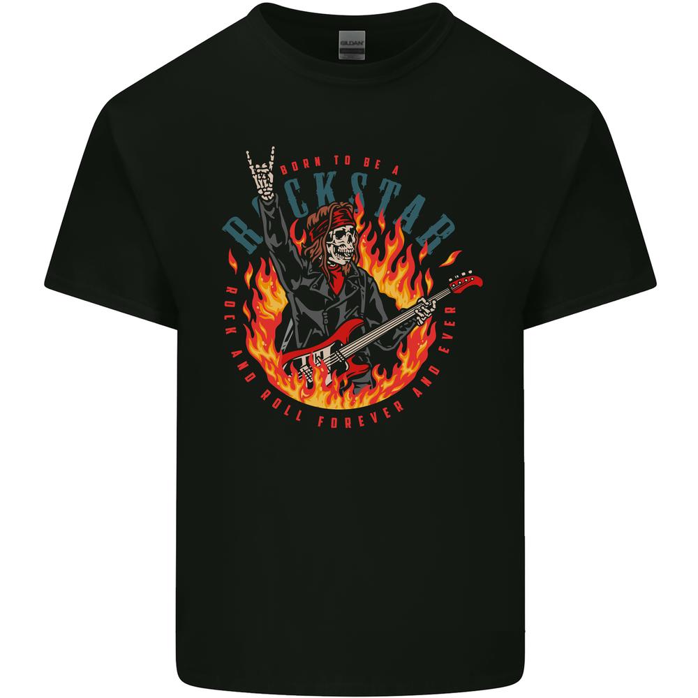 

26 Born to Be a Rock Star Guitar Skull n Roll Mens Cotton T-Shirt Tee Top Unisex T-Shirt XXXXL