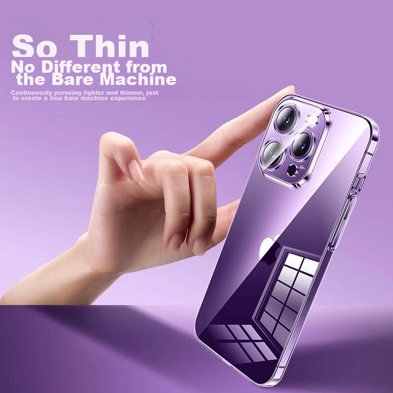 With Built-In Lens ProtectorPhone Case for IPhone 14 Pro Max, Borderless Full Lens Protection, Fully Transparent, Ultra-Thin, Shockproof Case