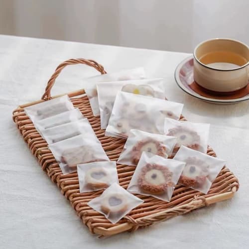 100 Food-Safe Semi-Transparent OPP Bags, Raisin Sandwich Bags, Sweet Packaging Bags, Snack Bags, Bread Bags, Side-Seal Bags, Wrapping Bags, Plastic Ba
