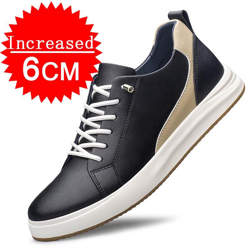 Herrenmode Echtes Leder Höhe erhöhen 4/6/8CM Lässige Sport-Plateauschuhe Weiche Unsichtbare Schuhe zur Höhenvergrößerung 36-43