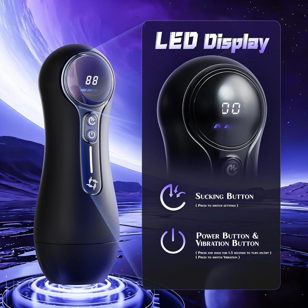 Männlicher Masturbator Penis Pumpe Sexspielzeug für Erwachsene für 18 Männer mit 4 Saug- 9 Vibrationsmodi mit LED-Anzeige Tasche Vagina Realistische Vagina Penis Trainer