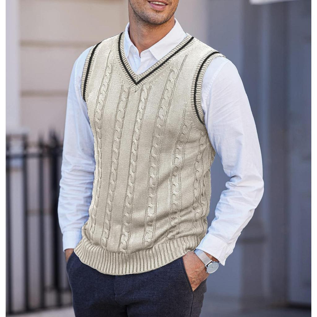 Men's Waistcoat Knitted Vest Sleeveless Casual Large Size Men's Outer V-neck Thickened Vest Bottoming Shirt