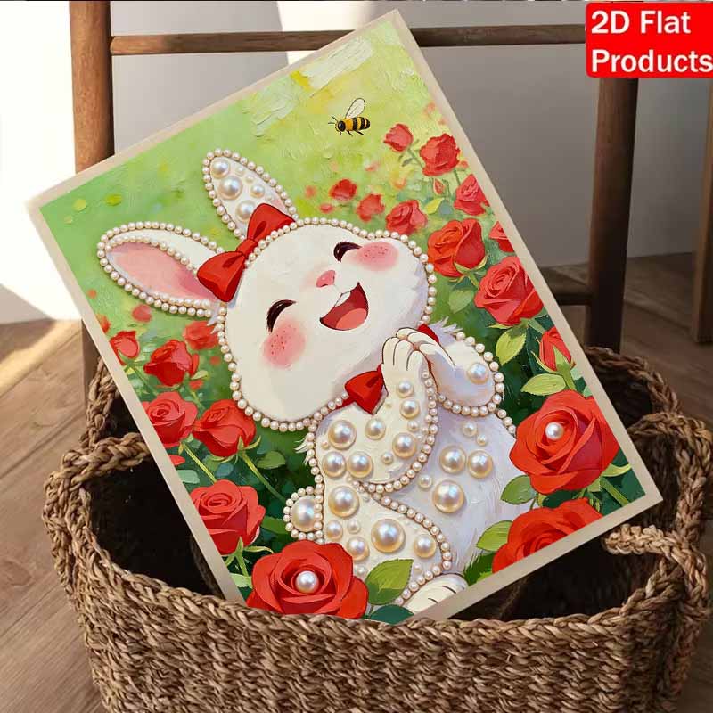 DIY Cute Little Rabbit Pearl Diamond Art Kits Without Frame 30x40cm Gem Art Diamond Painting Kits for Adults/Beginners Gift Idea Home Wall Decor