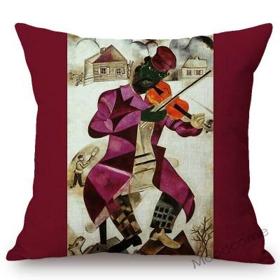 Modern Yağlıboya Sanat Gerçeküstücülük Kübizm Empresyonizm Marc Chagall Ünlü Sanat Yastık Kılıfı Doğum Günü Kemancı Minder Örtüsü